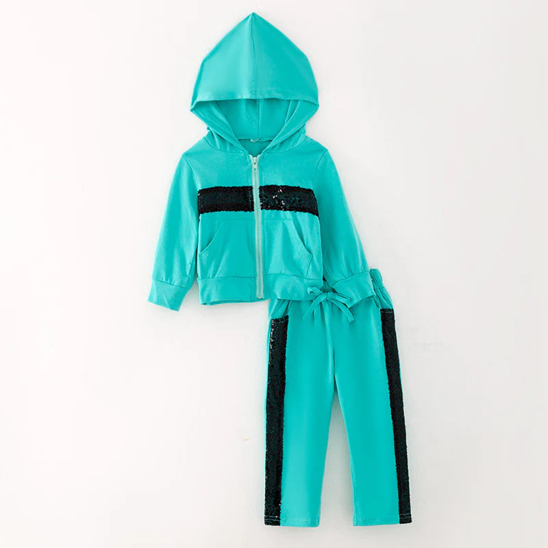 Turquoise Hooded Pant Set