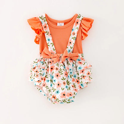 Orange Floral Romper