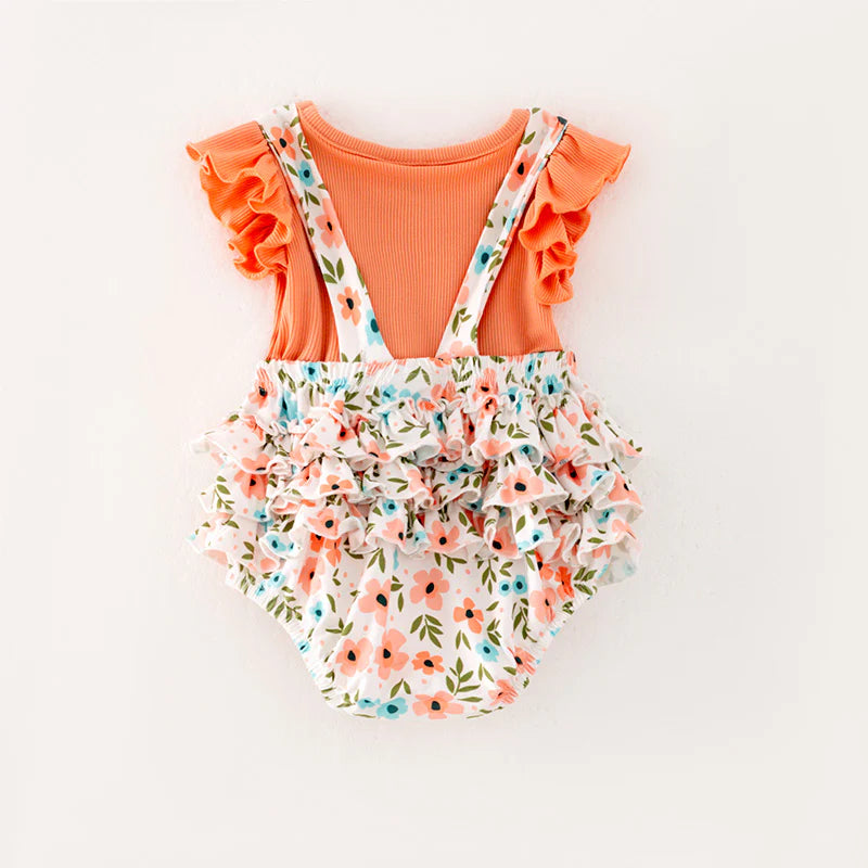 Orange Floral Romper