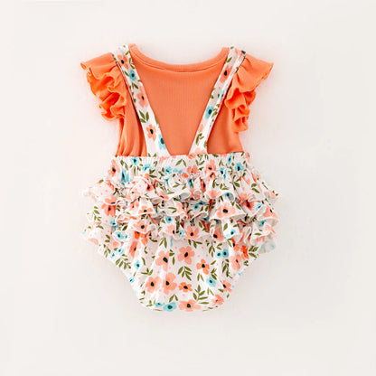 Orange Floral Romper