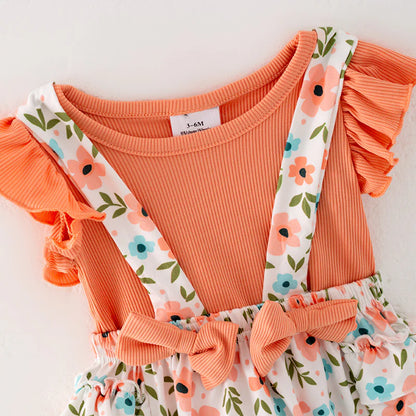 Orange Floral Romper