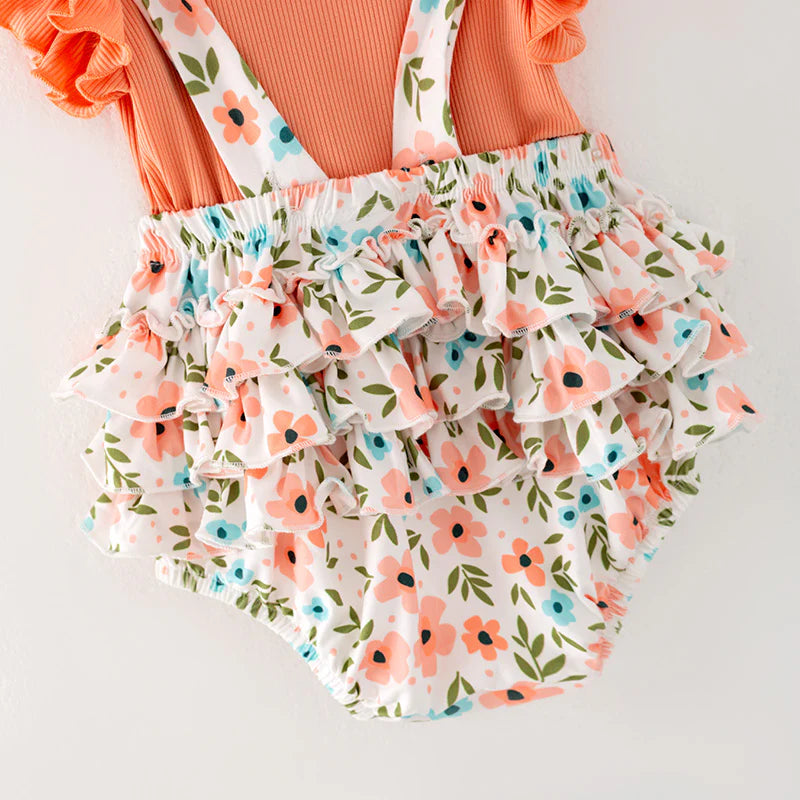 Orange Floral Romper