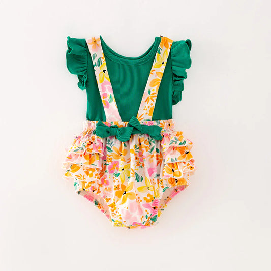 Green Floral Romper