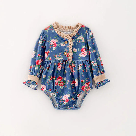 Blue Fall Florals Romper