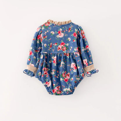 Blue Fall Florals Romper