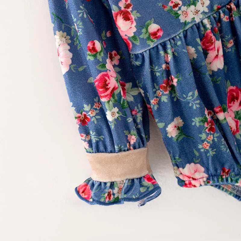 Blue Fall Florals Romper