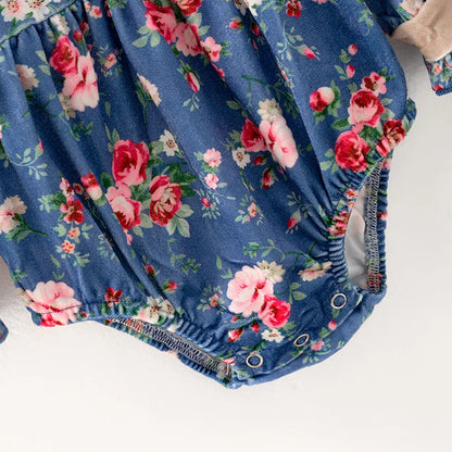 Blue Fall Florals Romper