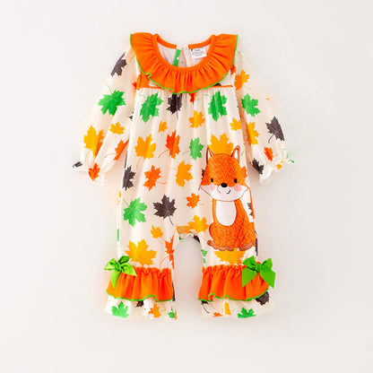 Maple Leaf Ruffle Romper