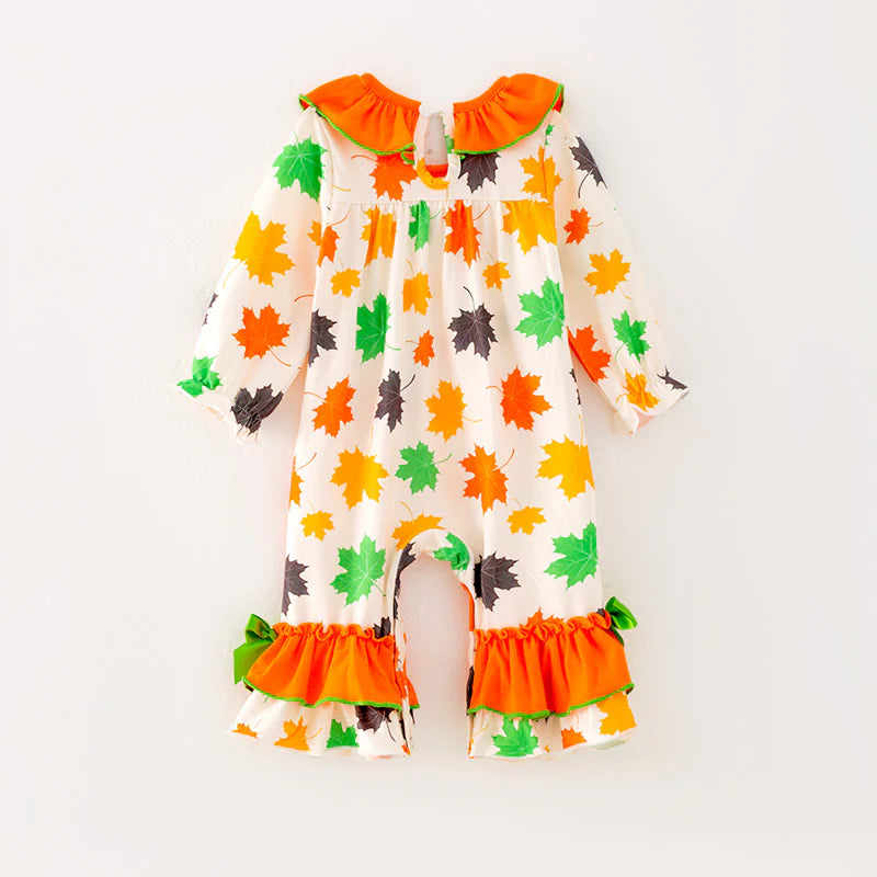 Maple Leaf Ruffle Romper