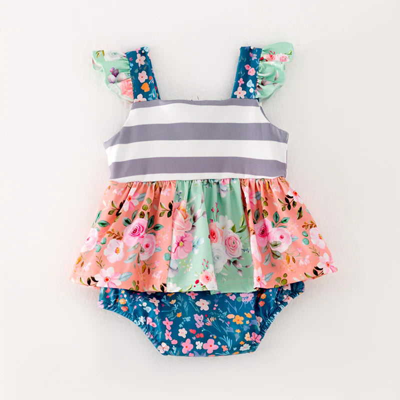 Floral Stripe Romper