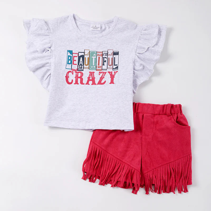 Beautiful Crazy Fringe Short Set