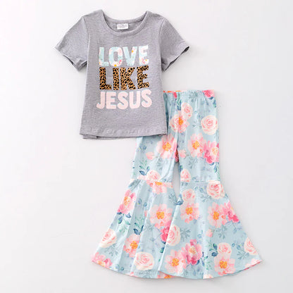 Floral Love Like Jesus Bell Bottom Set