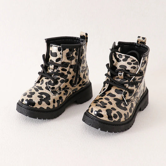 Leopard Lace Up Booties