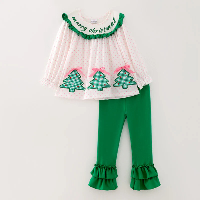 Green/Polka Dot Merry Christmas Pant Set