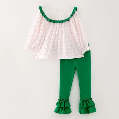 Green/Polka Dot Merry Christmas Pant Set