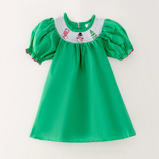 Green Smock Christmas Dress