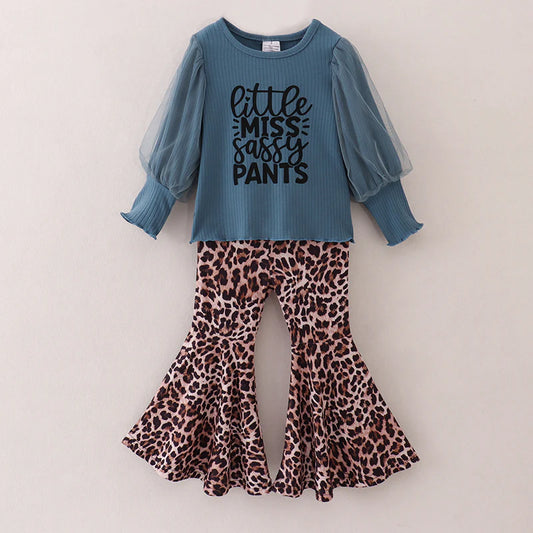 Leopard Sassy Pants Bell Bottom Set