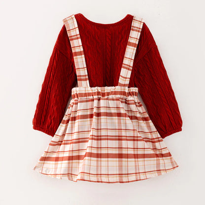 Plaid Suspender Skirt Set