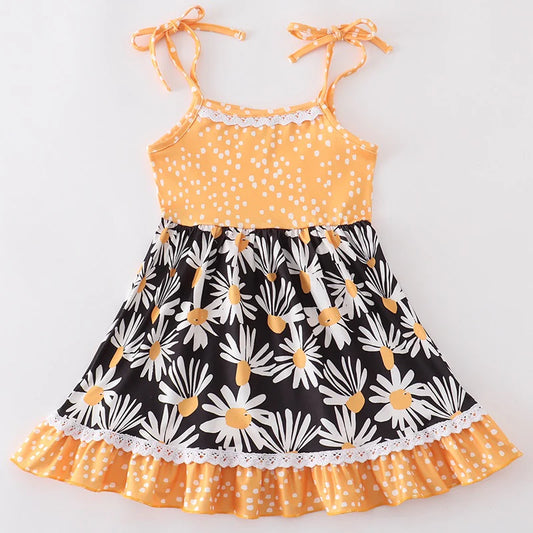 Mustard Polka Dot Daisy Dress