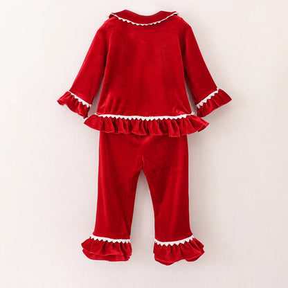 Red Velvet Ruffle Pajamas