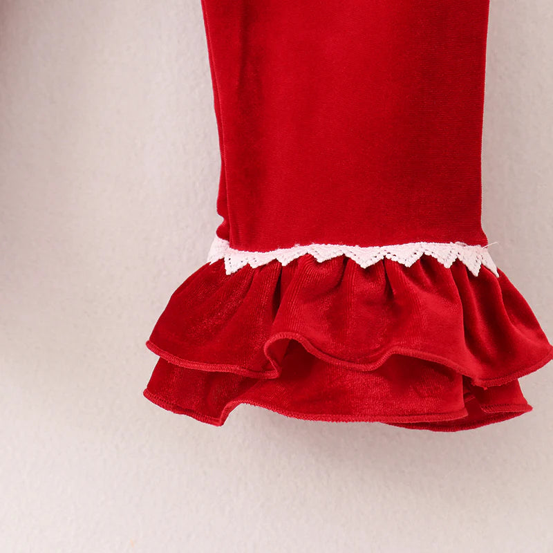 Red Velvet Ruffle Pajamas