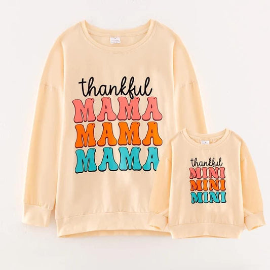 Mom & Me - Cream Thankful Shirts