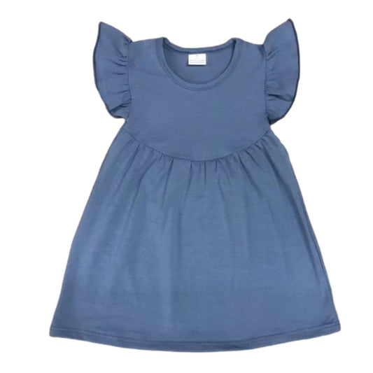 NYBB | Flutter Sleeve Dress | Steel Blue Grey